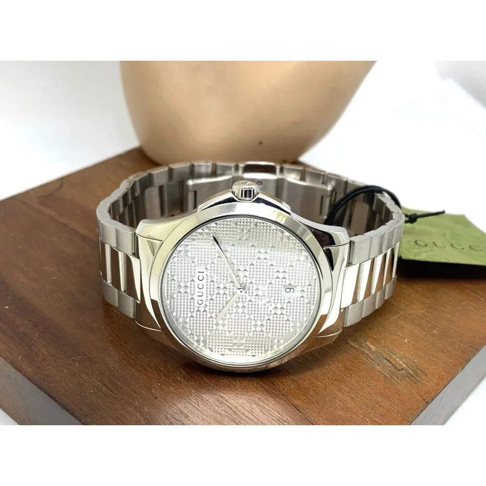Gucci Men's Watch YA126459 G-Timeless Swiss Quartz Silver Dial Steel 38mm